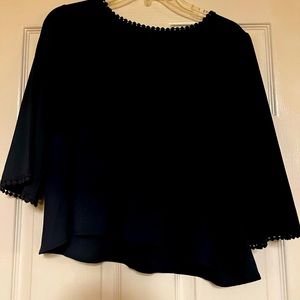 Navy Blue Scallop Blouse